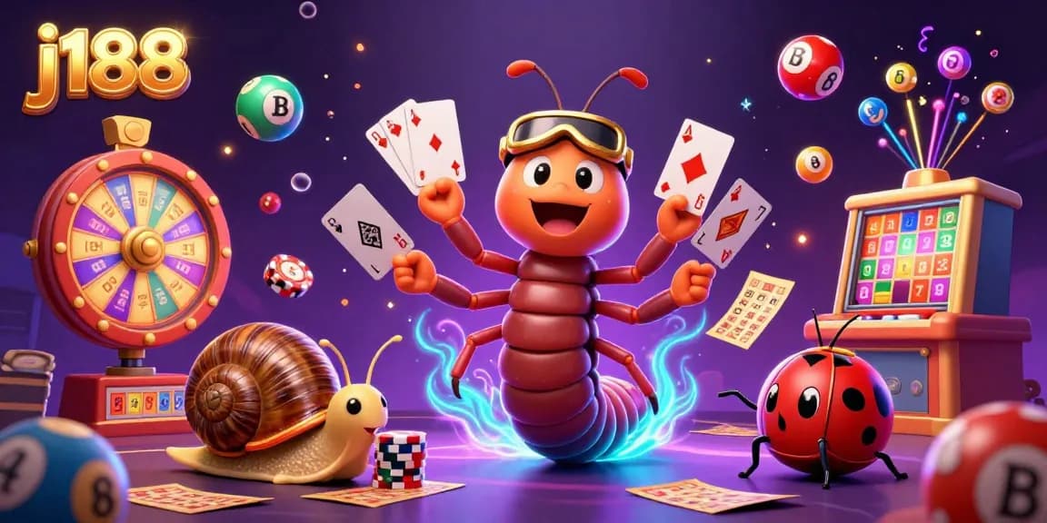 Experience the thrills of j188 with a vibrant 3D casino scene featuring exciting game elements and characters.