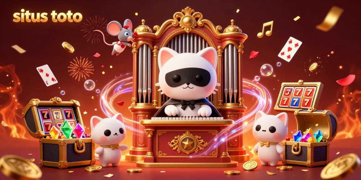 Play and win big at situs toto with this vibrant casino 3D illustration featuring gaming symbols and energetic characters.
