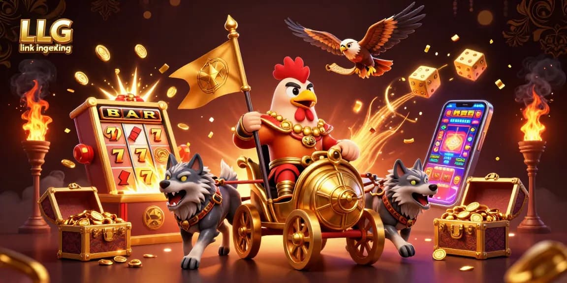 Spin the reels and win big with LLG link indexing in this vibrant casino illustration.