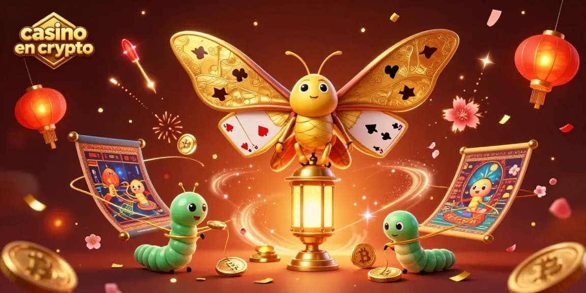 Jouez dans un casino en crypto avec des monnaies virtuelles entourées de lumières et de festivités.