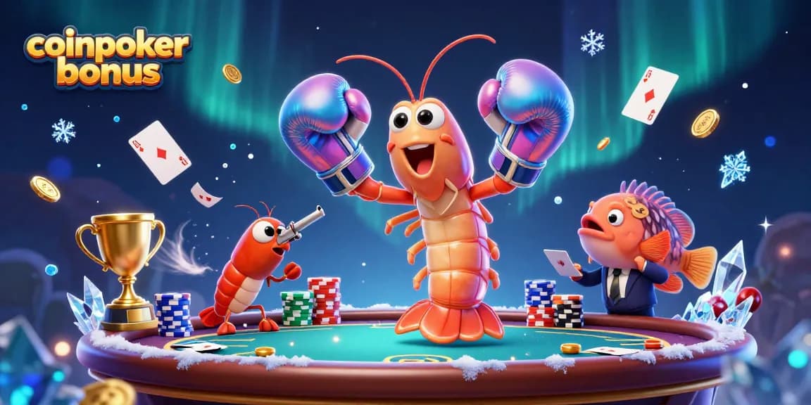 Scopri il bonus CoinPoker mentre giochi a poker con un granchio mantide e amici, entusiasta e coinvolgente.