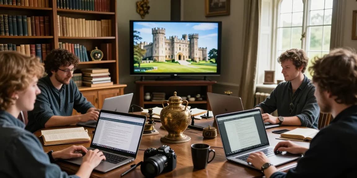 A vibrant online community exploring Tynte's Castle history at https://tyntescastle.com, filled with rich content in a cozy study.