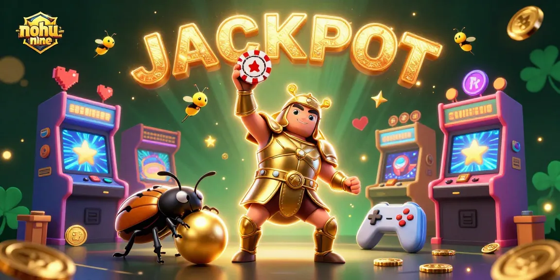 Experience thrilling moments with nohu-nine as beetles celebrate a jackpot win in a vibrant casino.
