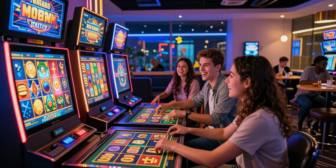 Exciting slot gaming experience with players celebrating big wins in a vibrant online casino atmosphere.