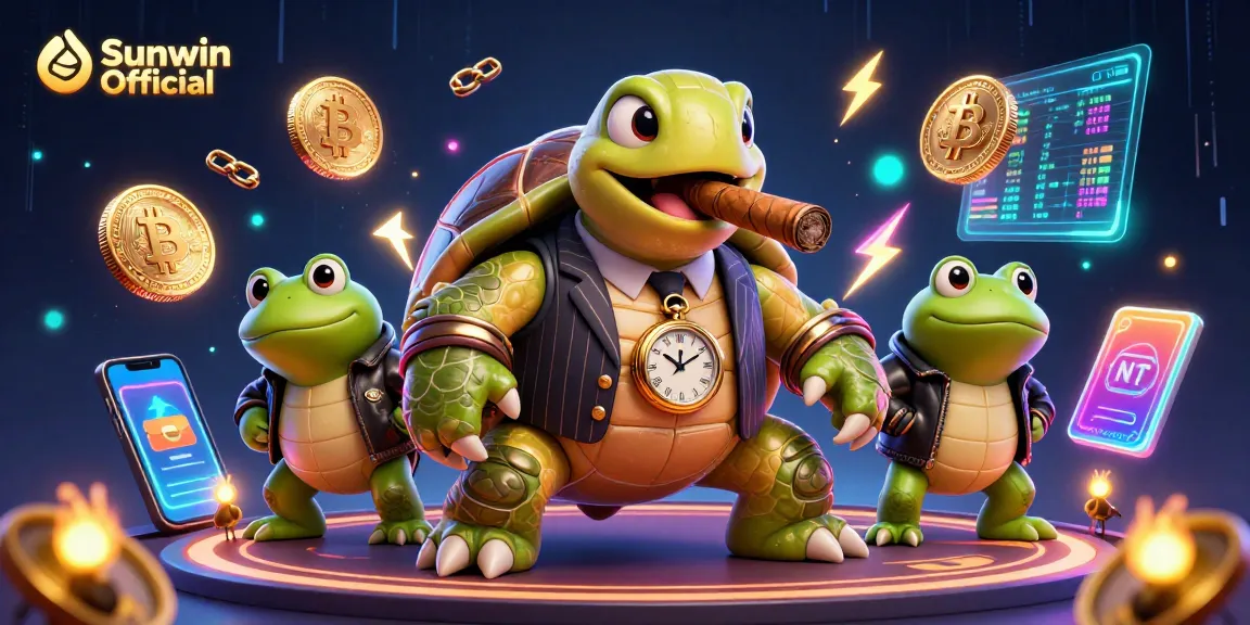 Engage with the vibrant world of Sunwin Official through this dynamic casino-themed 3D illustration.