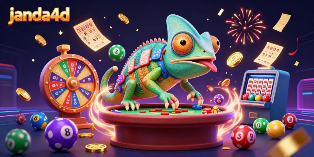 Janda4D memberikan keseruan dengan chameleon kasino yang unik, bola lotere berwarna-warni, dan suasana ceria.