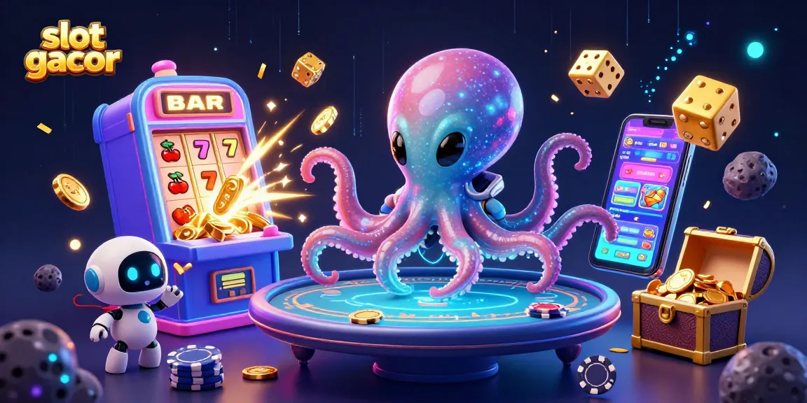 Win massive jackpots with slot gacor in this lively alien casino scene featuring energetic characters.