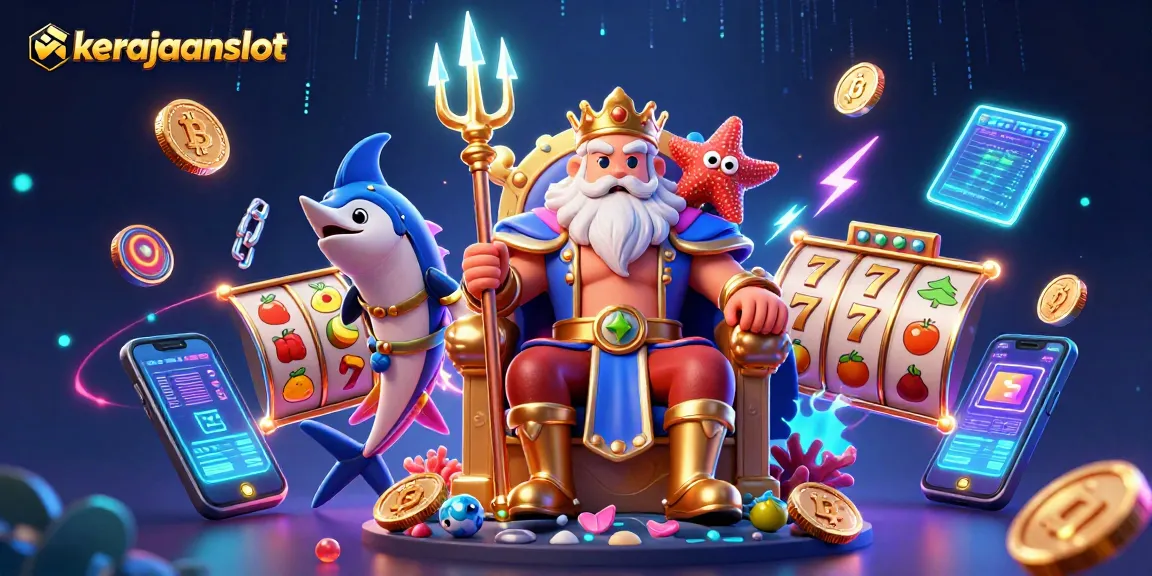 Menangkan jackpot di kerajaanslot sambil menikmati ilustrasi 3D raja laut yang megah.