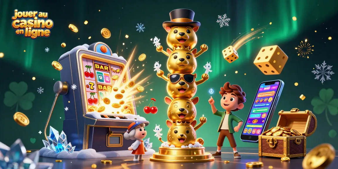 jouer au casino en ligne avec des machines à sous et un totem divertissant dans un décor vibrant