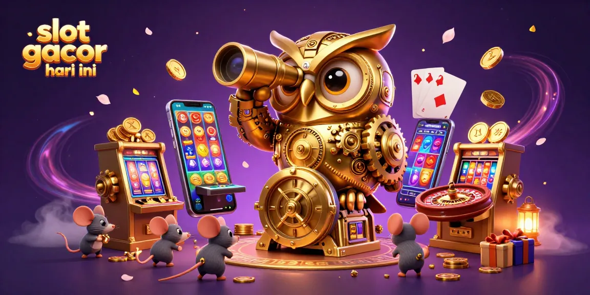 Experience the excitement of slot gacor hari ini with golden owl illuminating the casino scene filled with vibrant elements.
