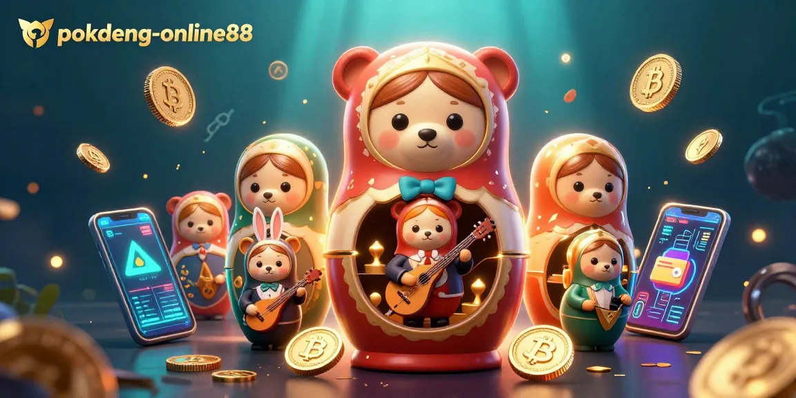 Experience strategic gameplay with pokdeng-online88 in a vibrant casino scene featuring unique characters and glowing crypto elements.
