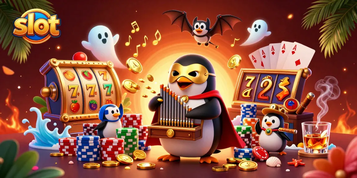 Experience thrilling slot action with vibrant characters, coins, and casino elements in a dynamic scene.