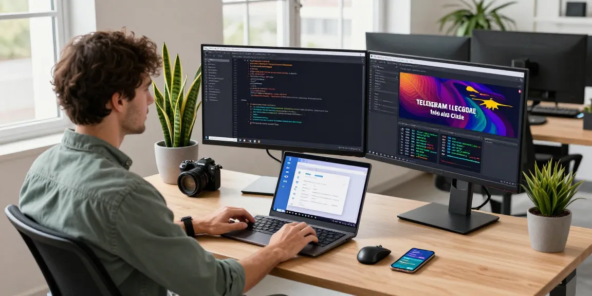 Explore the telegram china usage guide 2026 in a modern tech workspace with developer setup and coding interface.