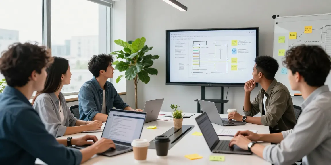 Developers collaborating on openclaw skills documentation in a modern office setting, showcasing teamwork and innovation.