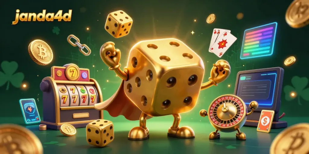 Raih jackpot dengan janda4d, ilustrasi kasino digital yang penuh keberuntungan.