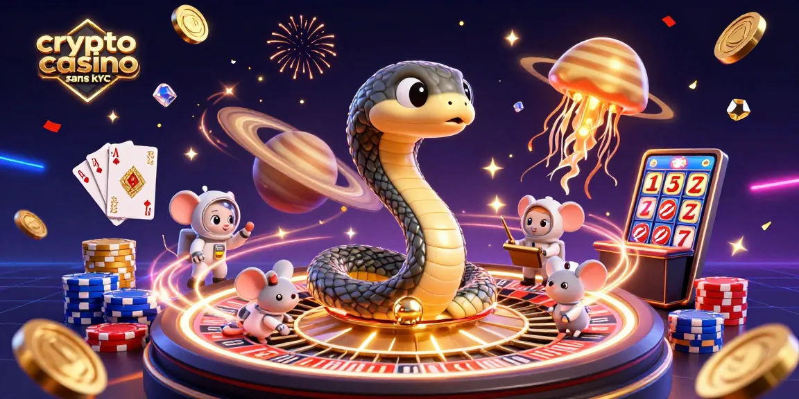 Jouez dans un crypto casino sans KYC avec un serpent de Saturne, des astronautes souriants et une méduse dorée!