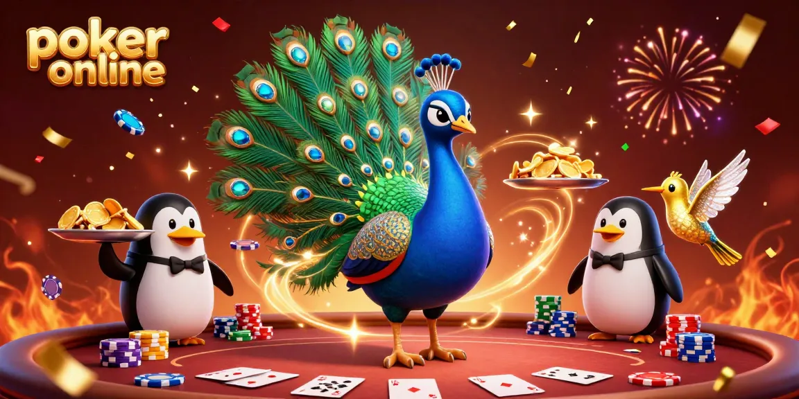 Gioca a poker online con tavoli, carte e festeggiamenti colorati in un ambiente sicuro.