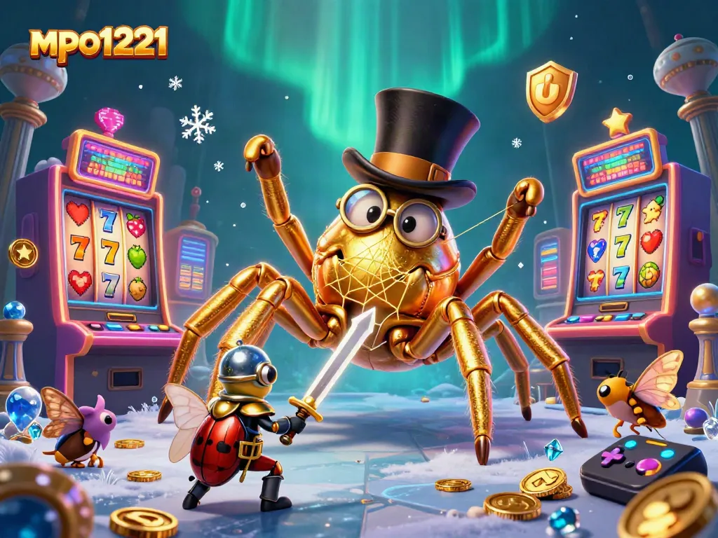 Engage with mpo1221's thrilling golden casino adventure with a tarantula and beetle knight.
