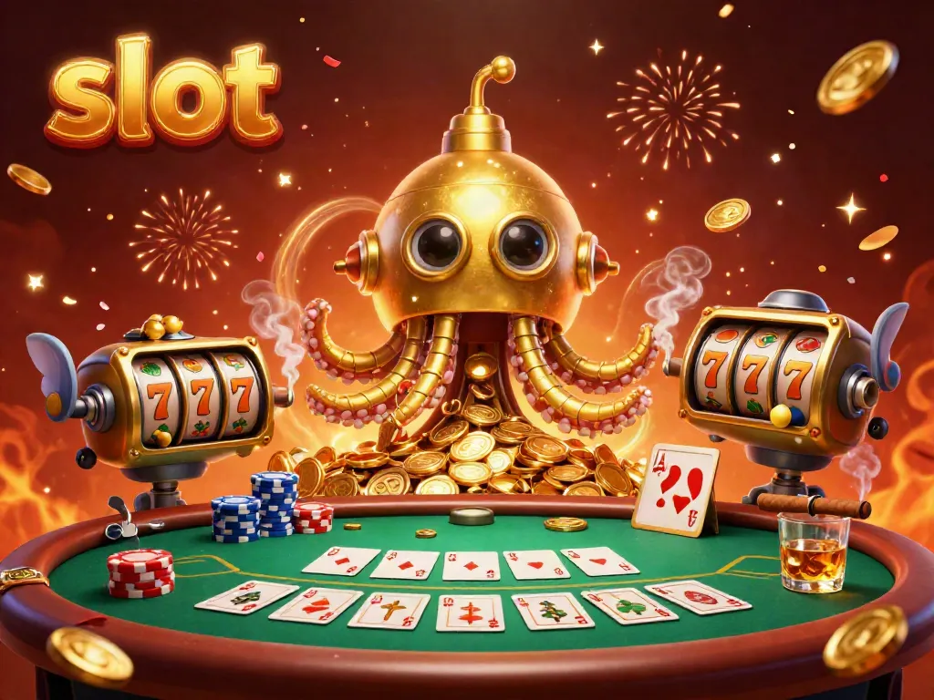Mesin slot yang memukau dikelilingi oleh karakter kraken dan ikan mekanis di lautan koin.