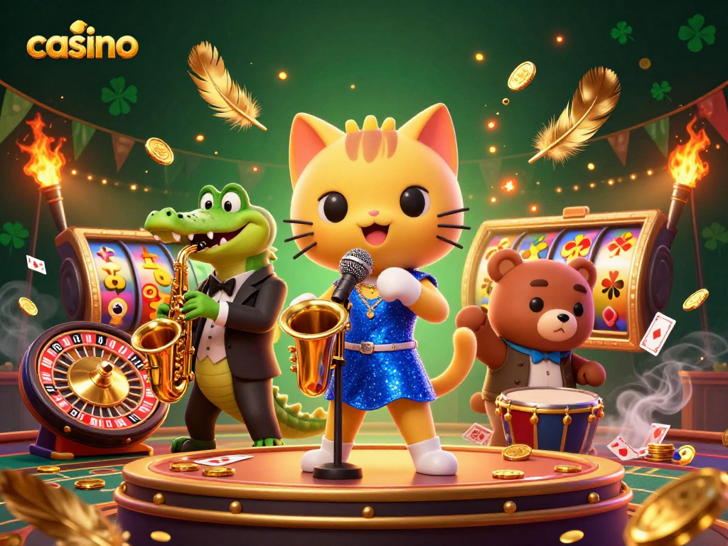 Casino-themed illustration featuring vibrant characters and gaming elements, celebrating the excitement of gambling.