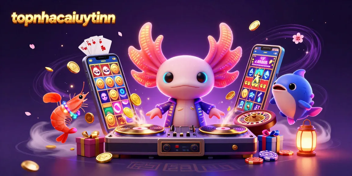 Engage in thrilling games at topnhacaiuytinn with an underwater DJ and vibrant casino elements.