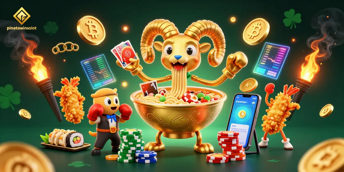 Experience the vibrant gameplay of pinatawinsslot as golden ramen bowls deal cards in an electrifying casino.