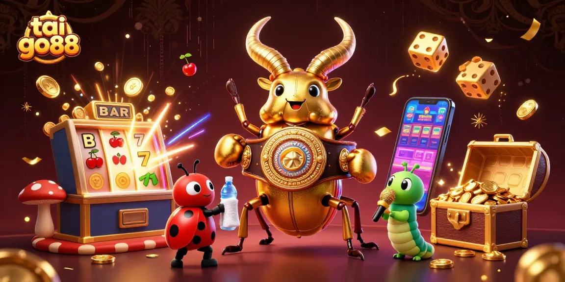 Experience joy with tai go88 as a golden stag beetle battles for casino riches amid jackpot excitement.