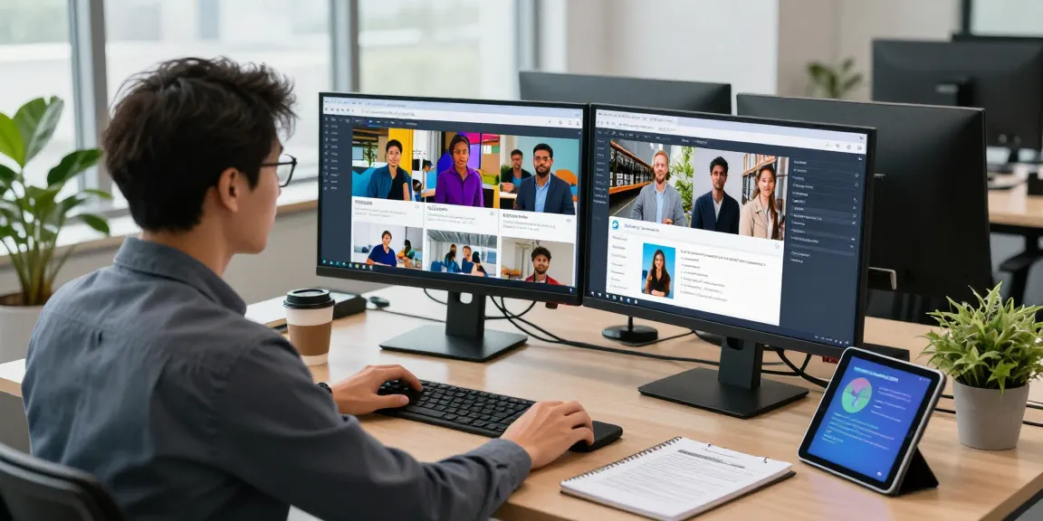AI image detector in action at a professional workspace, with expert analyzing content moderation.