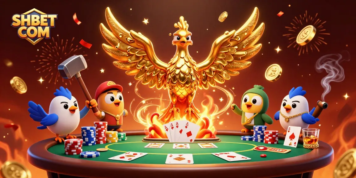 Experience thrilling gameplay at SHBET COM with a vibrant casino scene and golden phoenix.
