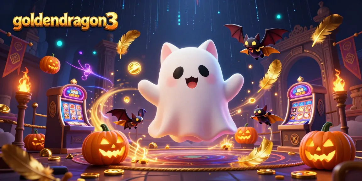 Experience golden adventures with goldendragon3 in this vibrant casino scene featuring ghostly characters.
