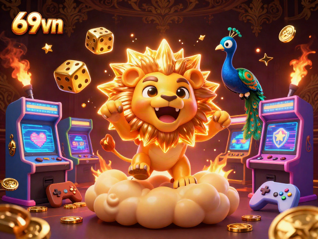 Experience thrilling gameplay at 69vn with vibrant arcade machines and lively casino elements.