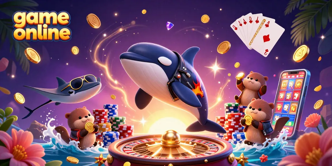 Engage in thrilling game online action with animated orca, stingray, and otters while winning coins.