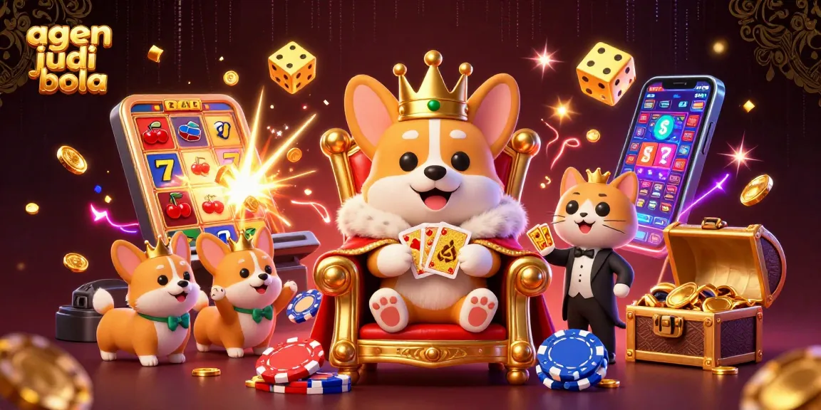 Betting excitement with agen judi bola in a vibrant, animated casino scene.