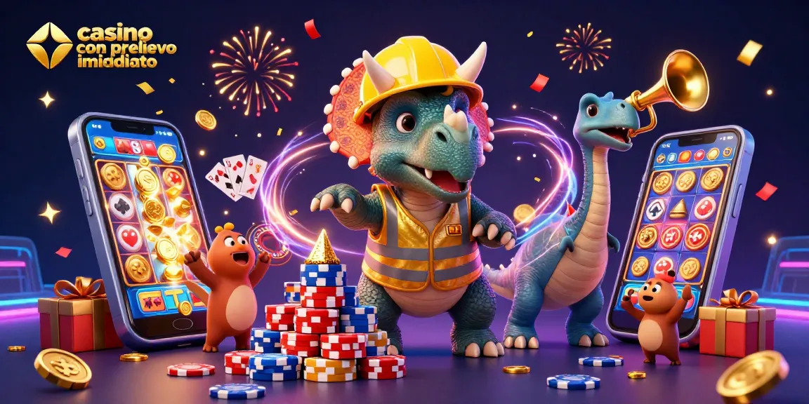 Scopri i migliori casinò con prelievo immediato attraverso un'illustrazione vivace e dettagliata.