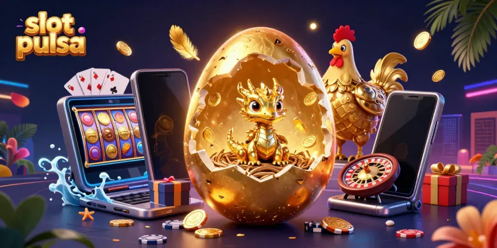 Permainan slot pulsa interaktif dengan simbol menarik serta karakter jackpot yang memukau.