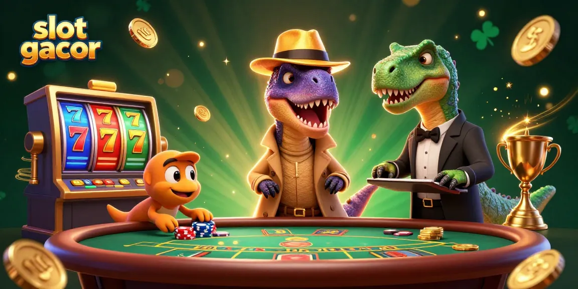 Experience the thrill of slot gacor with playful velociraptor card counters and dynamic slot reels!