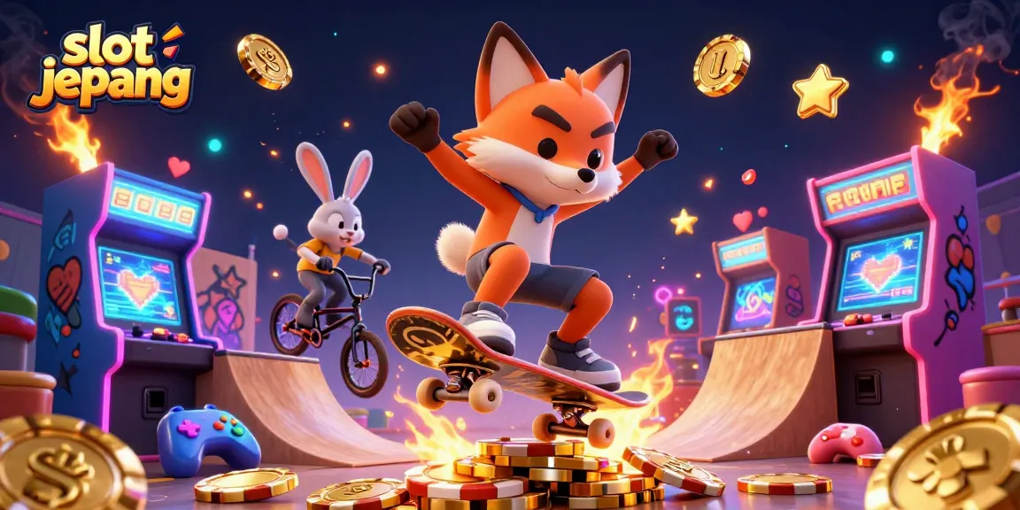 Win big with slot jepang at a vibrant casino adventure featuring engaging characters and gaming elements.