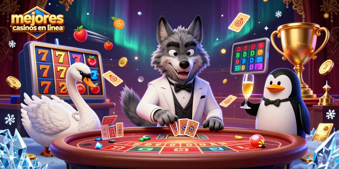 Juega en los mejores casinos en línea con una ilustración vibrante y dinámica de un casino de lujo.