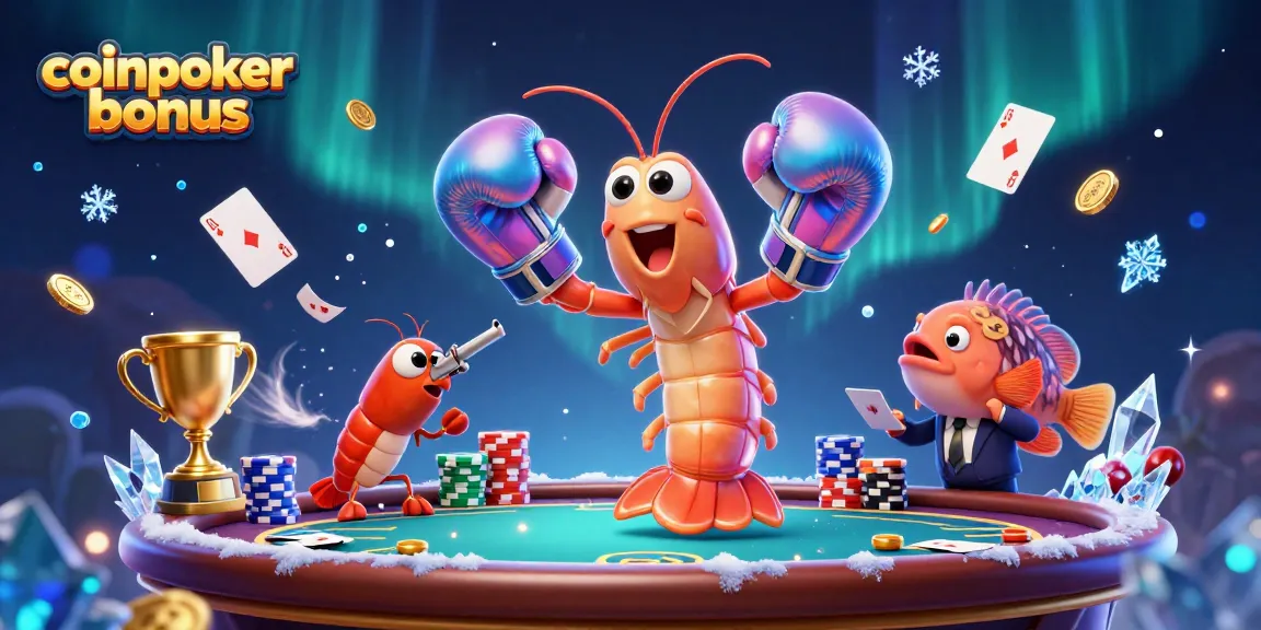 Scopri il bonus CoinPoker mentre giochi a poker con un granchio mantide e amici, entusiasta e coinvolgente.