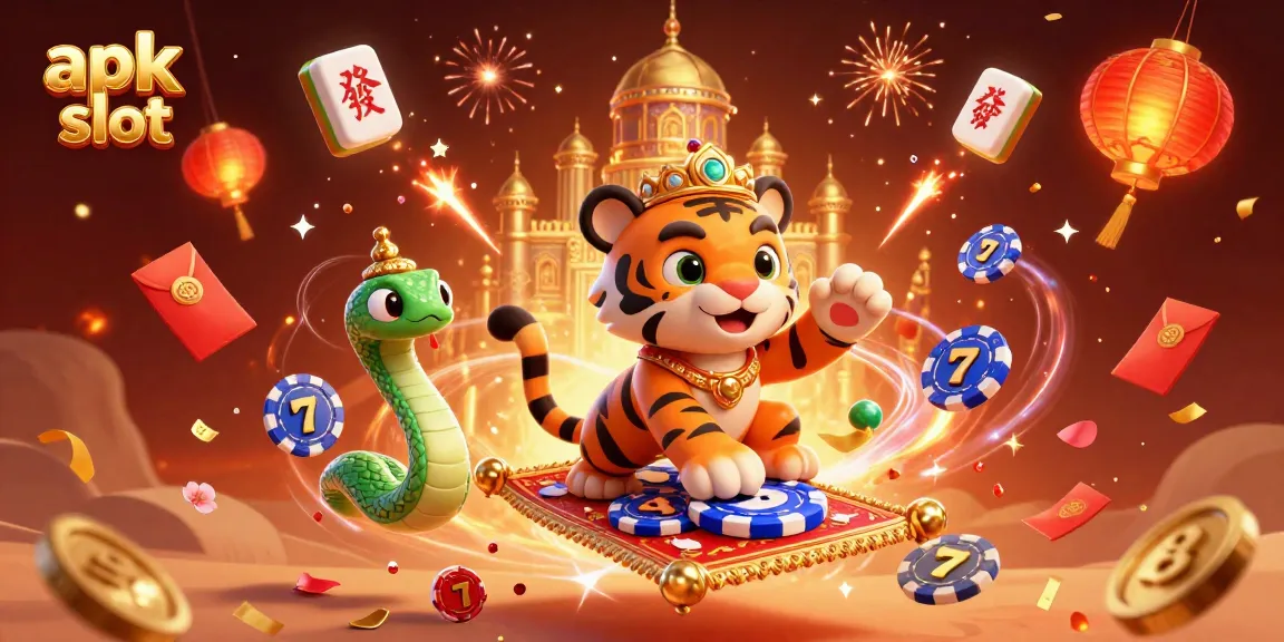 Win big with exciting apk slot games featuring a colorful 3D casino illustration.