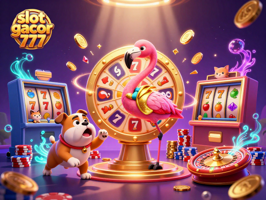 Spin the prize wheel with slot gacor 777 excitement, as gold coins and gems cascade around the scene.