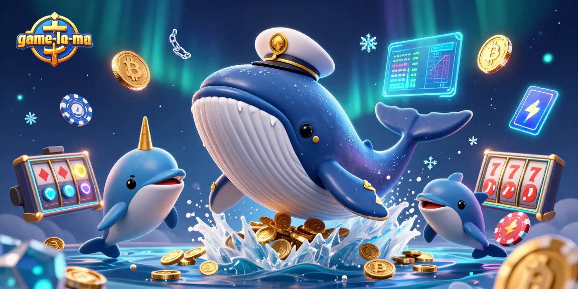 Experience thrilling action with game-la-ma as the whale captain and friends dive through dazzling coins and crypto.