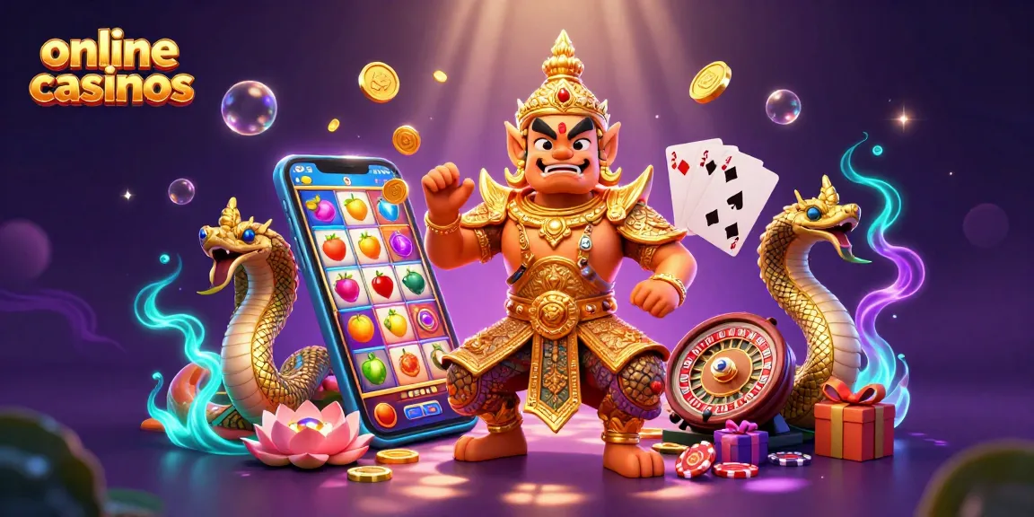 Experience the thrill of online casinos with vibrant slot games and golden coins in this captivating illustration.