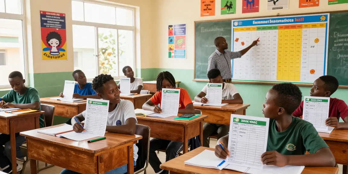 Students reviewing the 2026 waec timetable in an engaging classroom setting.
