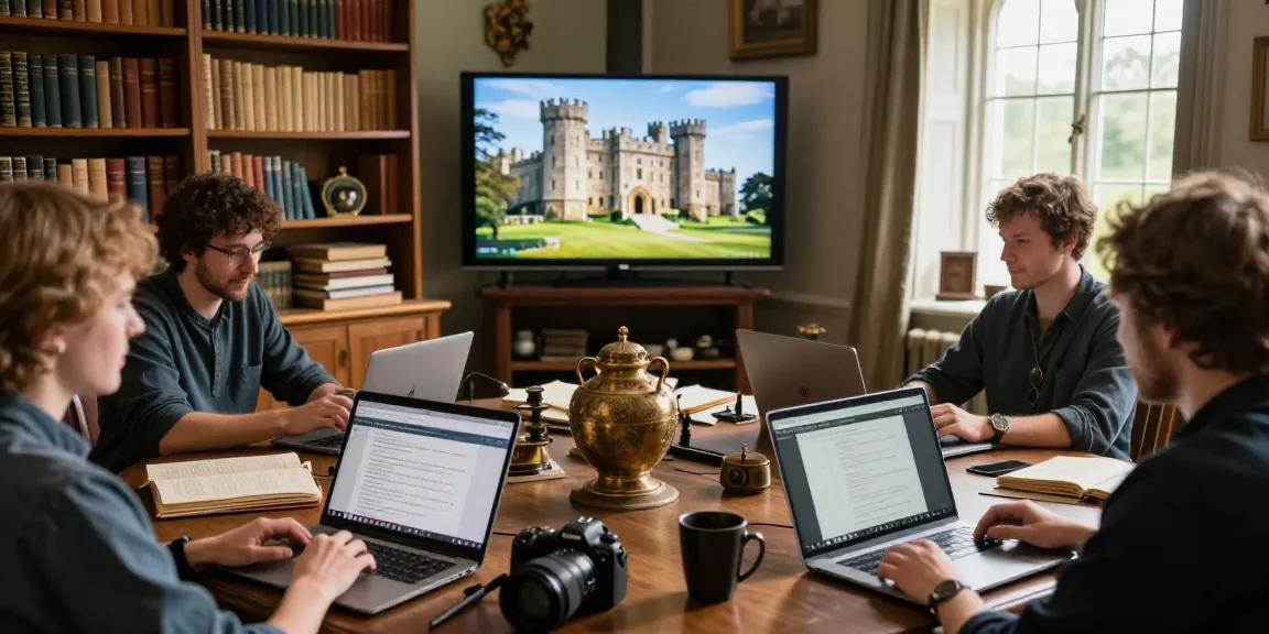 A vibrant online community exploring Tynte's Castle history at https://tyntescastle.com, filled with rich content in a cozy study.