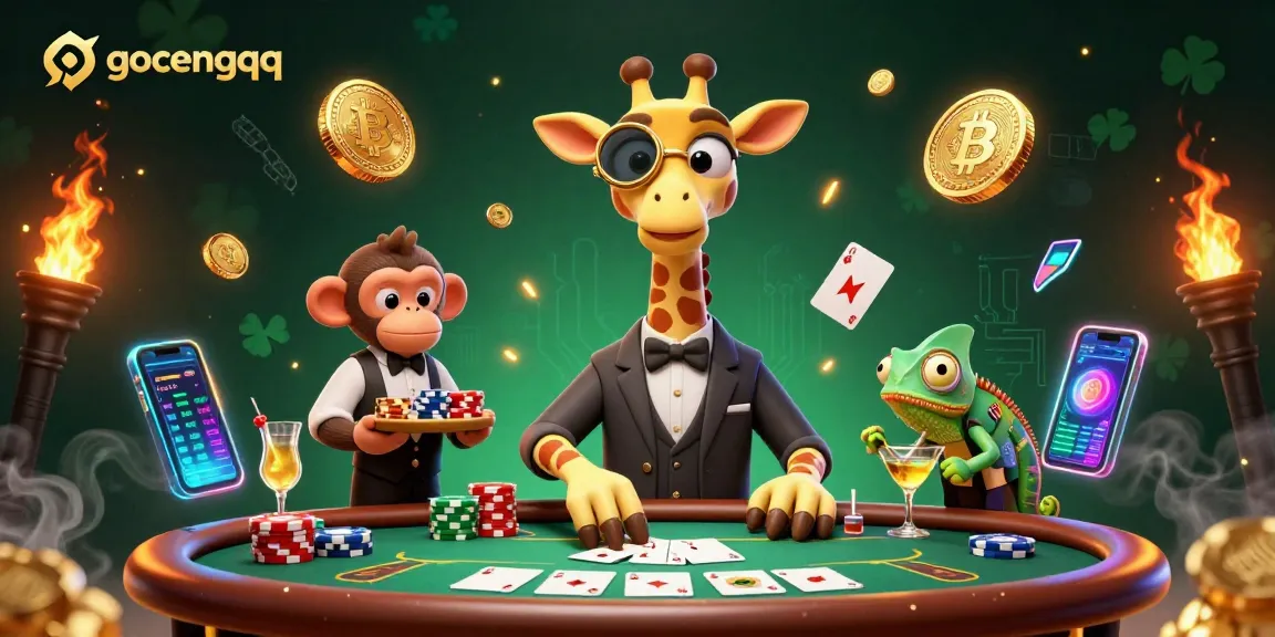 Experience thrilling poker action at gocengqq with a high-roller giraffe and vibrant casino elements.