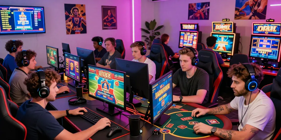 Engaged players using login togel to enjoy live casino and slot games in a vibrant gaming setup.