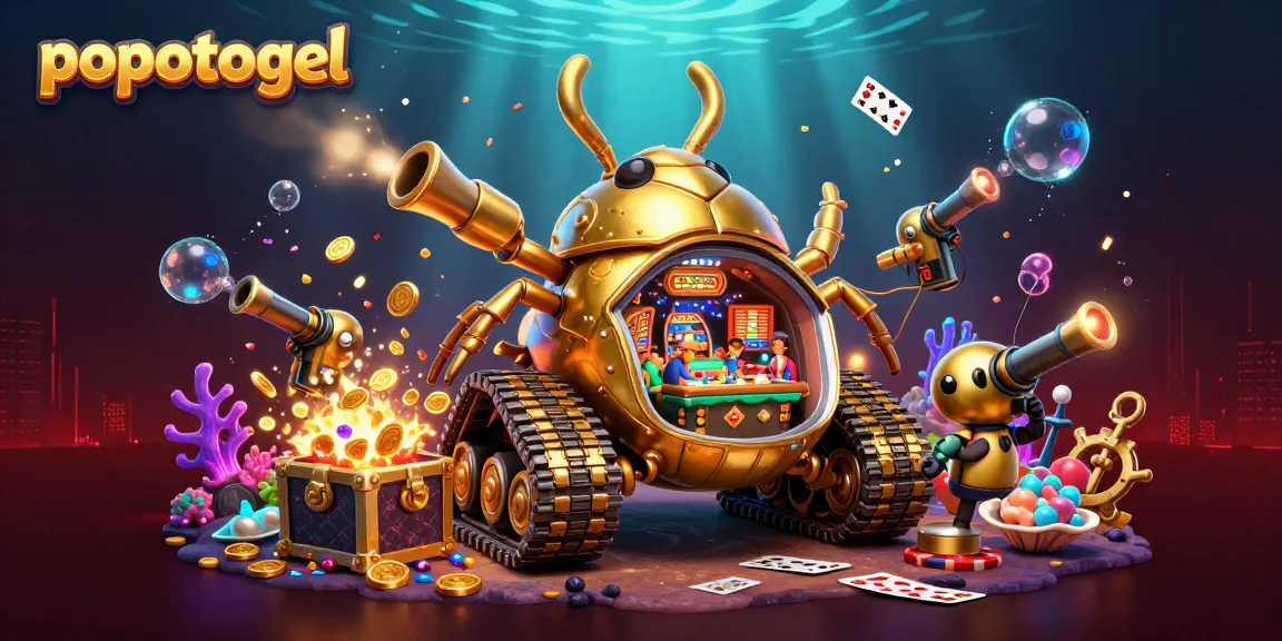 Engage with popotogel's vibrant 3D casino illustration showcasing excitement and dynamic gameplay elements.
