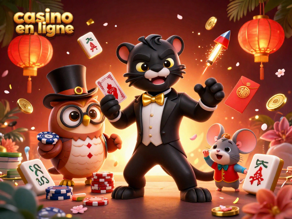 Des joueurs de casino en ligne s'affrontent dans une scène animée pleine d'effets de jeu captivants.