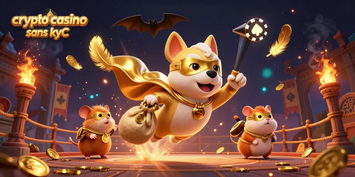 Jouez au crypto casino sans KYC et gagnez avec le super-héros canin transportant des pièces d'or!
